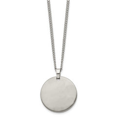Titanium Men's Necklace with Brushed Finish Engravable Pendant