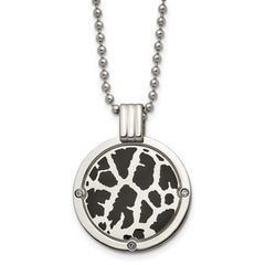 Titanium Polished Black Enamel with 1/20ct. Diamond 24in Necklace