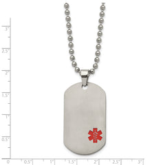 Titanium Medical ID Necklace with Red Enamel, Engravable & Gift Ready