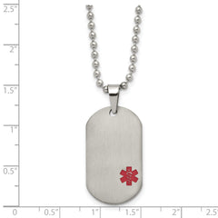 Titanium MedicalID Necklace with Red Enamel Accents Gift Ready