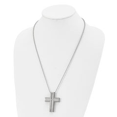 Titanium Polished Men's Necklace with Cross Pendant 24 Inch