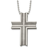 Chisel Titanium Polished Cross 24 inch Necklace