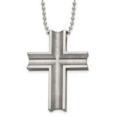 Chisel Titanium Polished Cross 24 inch Necklace