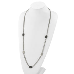 Sophia Jewelers Titanium Sterling Silver Two-Tone Etched Oval Necklace