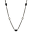 Titanium Sterling Silver Black Ti Polished and Etched Oval Station Necklace