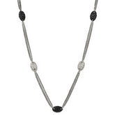 Titanium Sterling Silver Black Ti Polished and Etched Oval Station Necklace