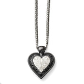 Titanium Silver Two-Tone Heart Necklace with Polished Finish
