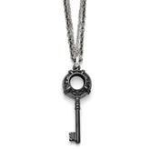Sophia Jewelers Titanium Silver Two-Tone Polished Key Pendant Necklace 18
