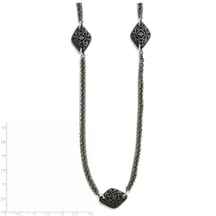 Titanium/Ster.Sil Black Ti Polished Etched Charms Necklace