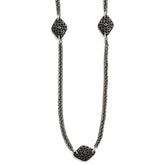 Titanium Silver Two-Tone Necklace with Polished Etched Charms 34