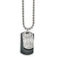 Black Etched Dog Tag Necklace in Titanium/Silver Two-Tone, 20 Inch - Sophia Jewelers