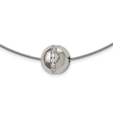 Chisel Titanium CZ Pendant with Polished Stainless Steel 17 inch Wire Necklace