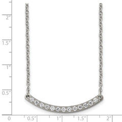 Chisel Titanium Polished with CZ Bar 20.5 inch Necklace