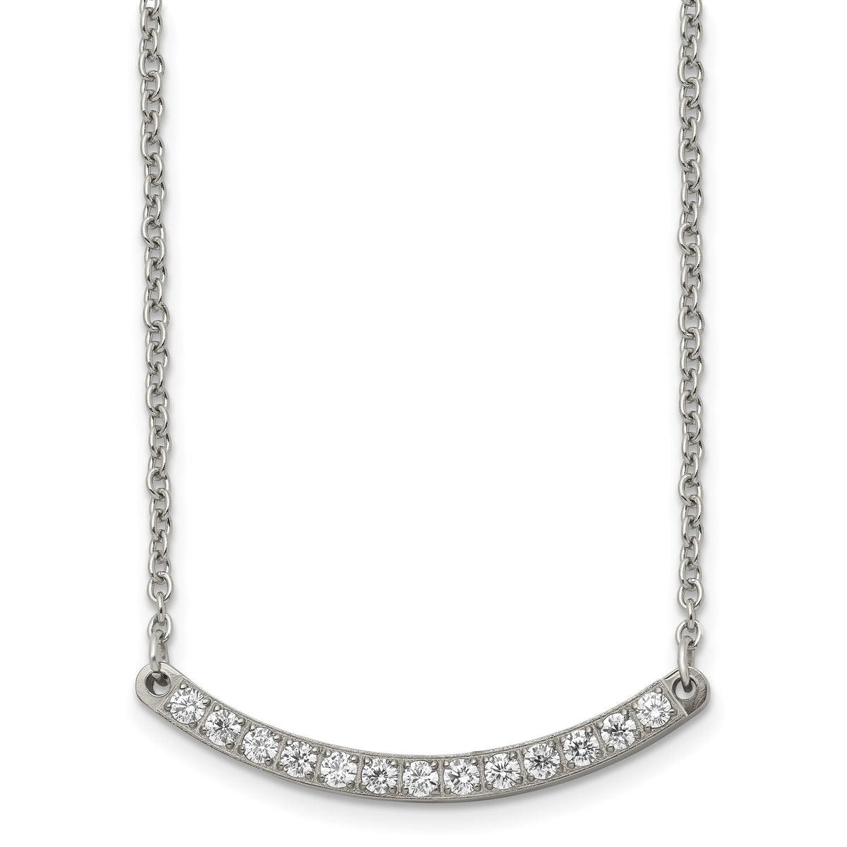 Chisel Titanium Polished with CZ Bar 20.5 inch Necklace