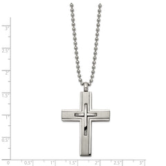 Chisel Titanium Brushed and Polished Cross 22 inch Necklace