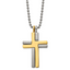Chisel Titanium Brushed and Polished Yellow IP-plated 22 inch Cross Necklace