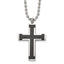 Chisel Titanium Polished Black IP-plated Laser Cut Cross 22 inch Necklace