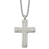 Chisel Titanium Polished Laser Cut Cross 22 inch Necklace
