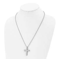 Chisel Titanium Brushed and Polished Cross 22 inch Necklace
