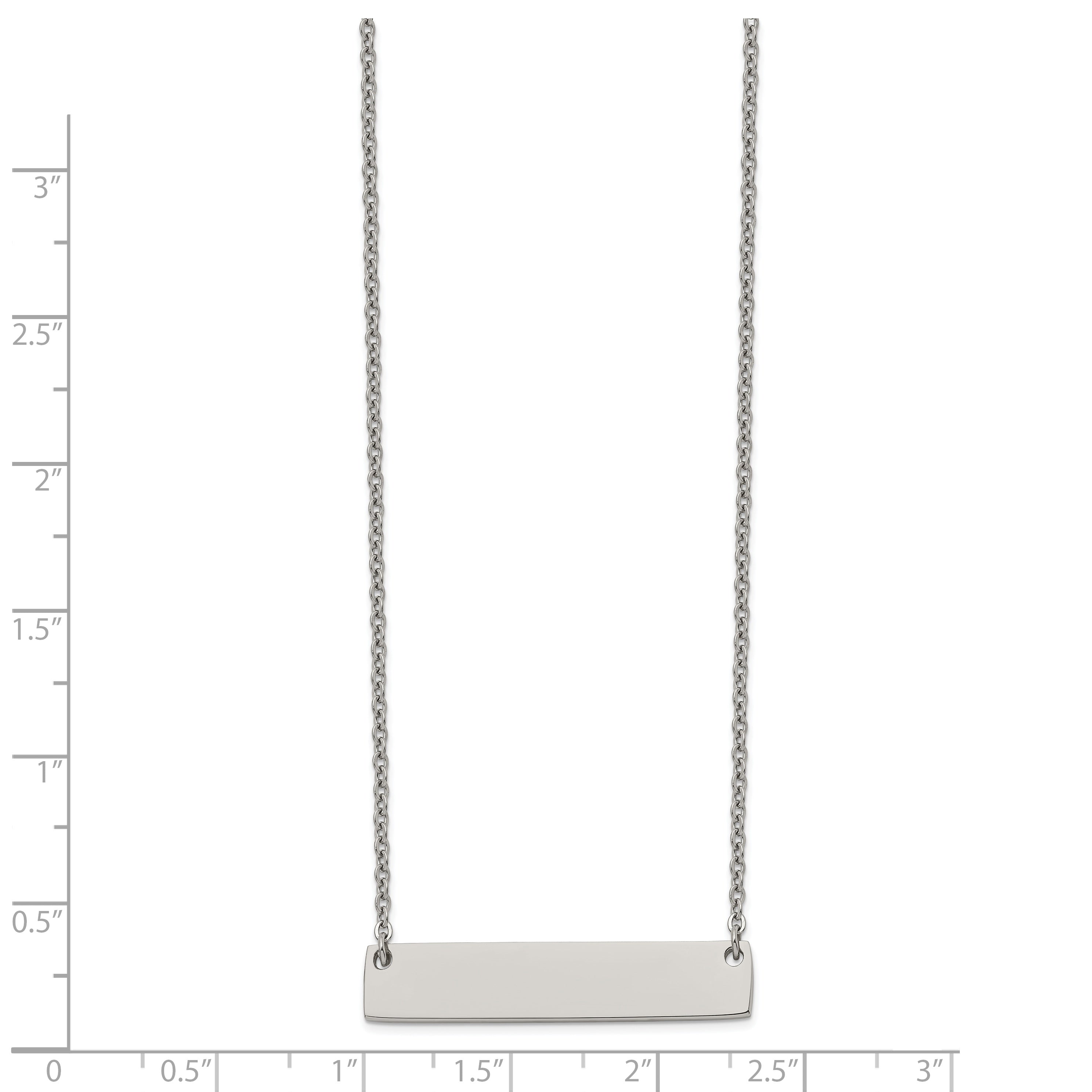 Chisel Titanium Polished Bar 19.5 inch with 2 inch extension Necklace