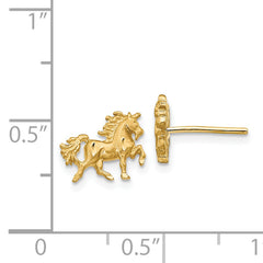 14k Satin Diamond-cut Unicorn Post Earrings