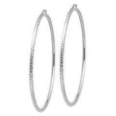 14k White Gold Lightweight 3mm Diamond-cut Hoop Earrings