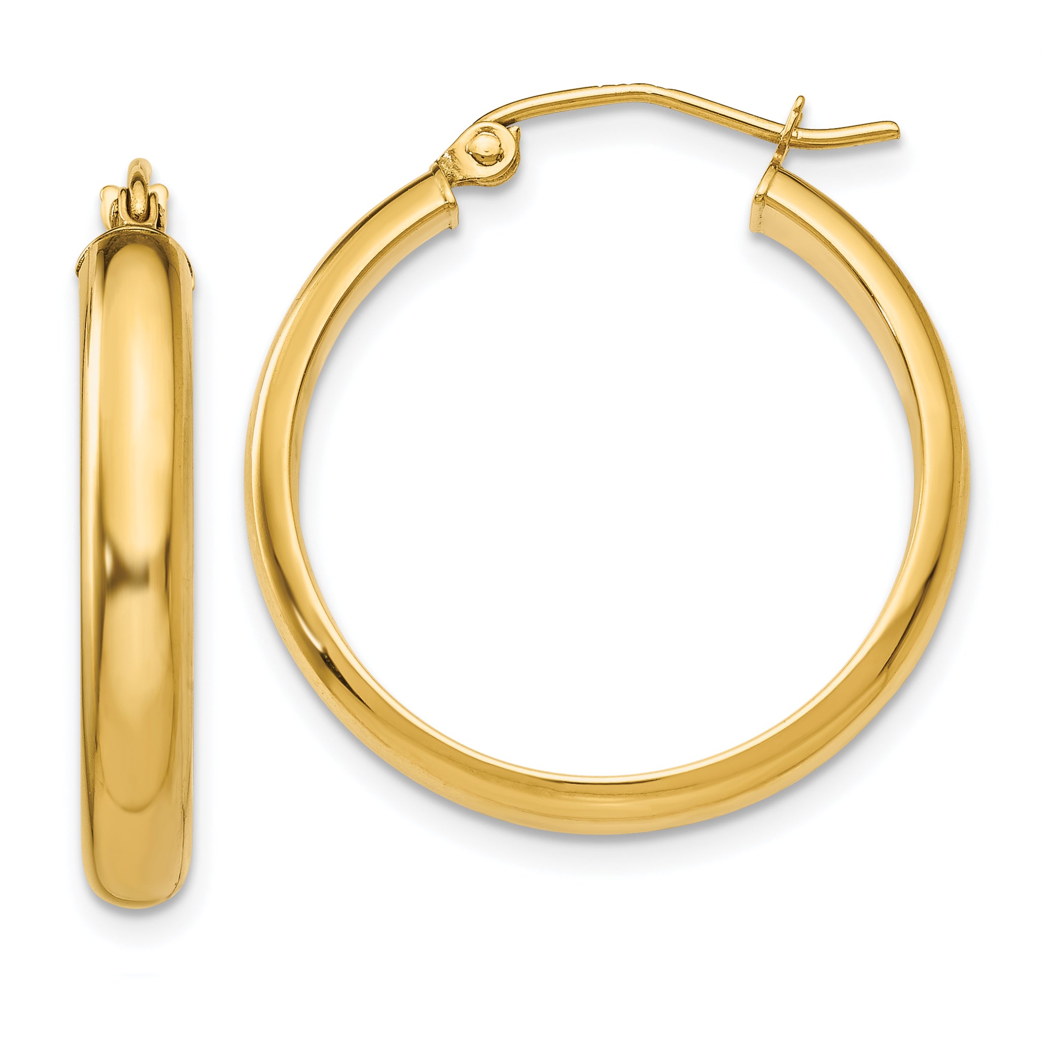 14k Round Tube Hoop Earrings