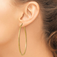 14k Satin and Diamond-cut 2mm Round Tube Hoop Earrings