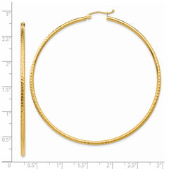 14k Diamond-cut 2mm Round Tube Hoop Earrings