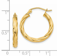 14k Polished 2.75mm Twisted Hoop Earrings