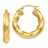 14k Polished 5.0mm Twisted Hoop Earrings