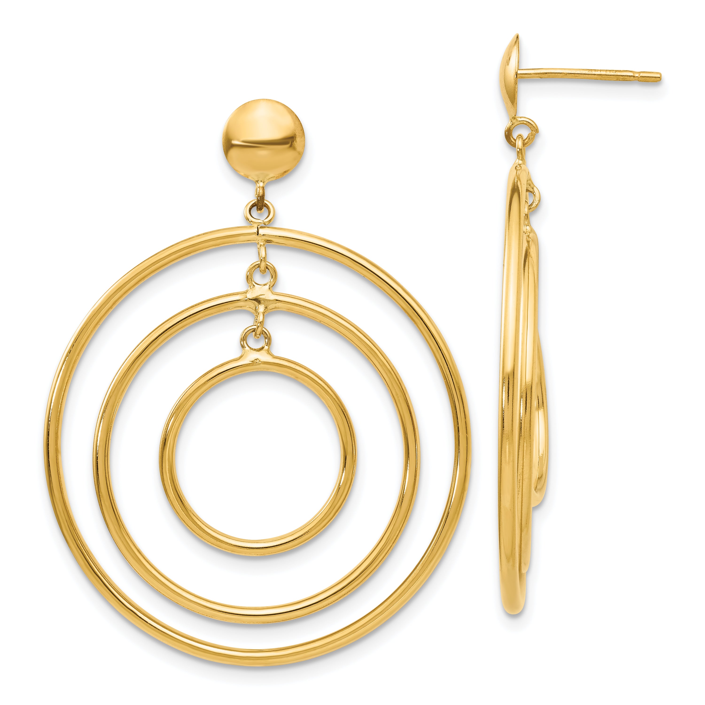 14k Fancy Circle Dangle Post Earrings