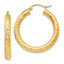 14k Diamond-cut 4mm Round Hoop Earrings
