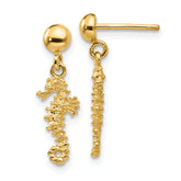 14k 3-D Mini Seahorse Dangle Post Earrings