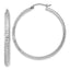14K White Gold Diamond-cut 3.5x38mm Hollow Hoop Earrings