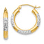 14K & Rhodium Diamond-cut 3x20mm Hoop Earrings