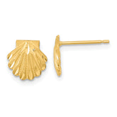 14k Satin Diamond-cut Seashell Post Earrings