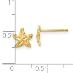 14k Polished Diamond-cut Starfish Post Earrings