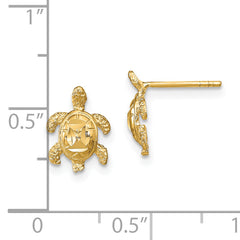 14k Polished Diamond-cut Sea Turtle Post Earrings
