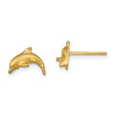 14k Satin Diamond-cut Dolphin Post Earrings