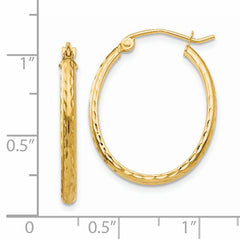 14k Lightweight Diamond-cut Oval Hoop Earrings