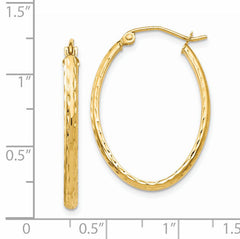 14k Lightweight Diamond-cut Oval Hoop Earrings