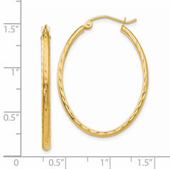 14k Lightweight Diamond-cut Oval Hoop Earrings