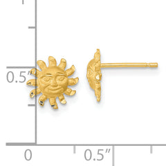 14k Satin Diamond-cut Sun Post Earrings
