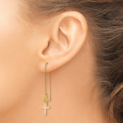 14k Yellow & Rose D/C Polished Crosses Threader Earrings