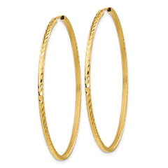 14k Diamond-cut Square Tube Endless Hoop Earrings