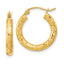 14k Polished Satin and Diamond-cut Hoop Earrings