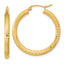 14k Polished Satin and Diamond-cut Hoop Earrings