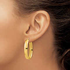 14k Polished Oval Hoop Earrings