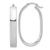 14k White Gold Oval Hoop Earrings